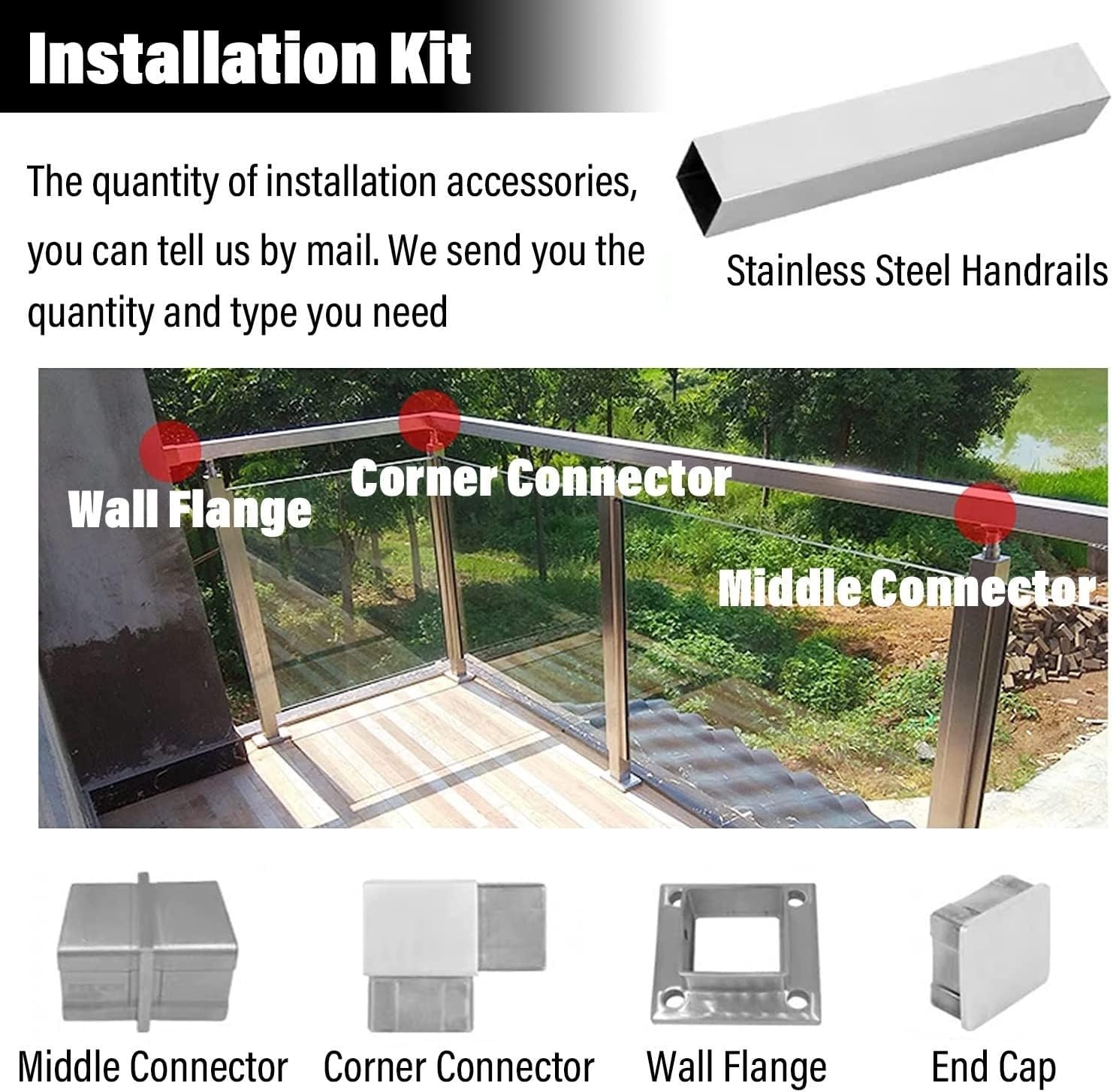 Pali per ringhiera in vetro per scale e recinzioni – Include clip di fissaggio perfetto per interni moderni ed elegante soluzione di sicurezza