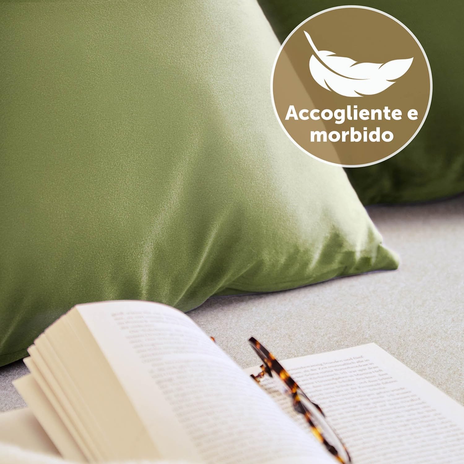 Blumtal Set di 2 Federe Cuscini Divano 40x40 cm in Velluto, con Chiusura Lampo Invisibile, Eleganti Copricuscini Divano in Morbido Velluto,Taglia 40 x 40, Verde