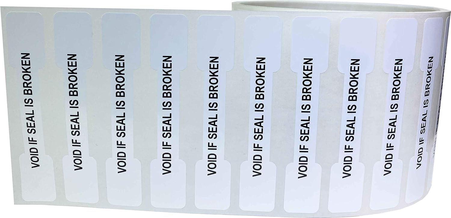 Void If Seal is Broken Food Tamper Evident Labels 0.5 x 2.75 Inch 500 Total Stickers