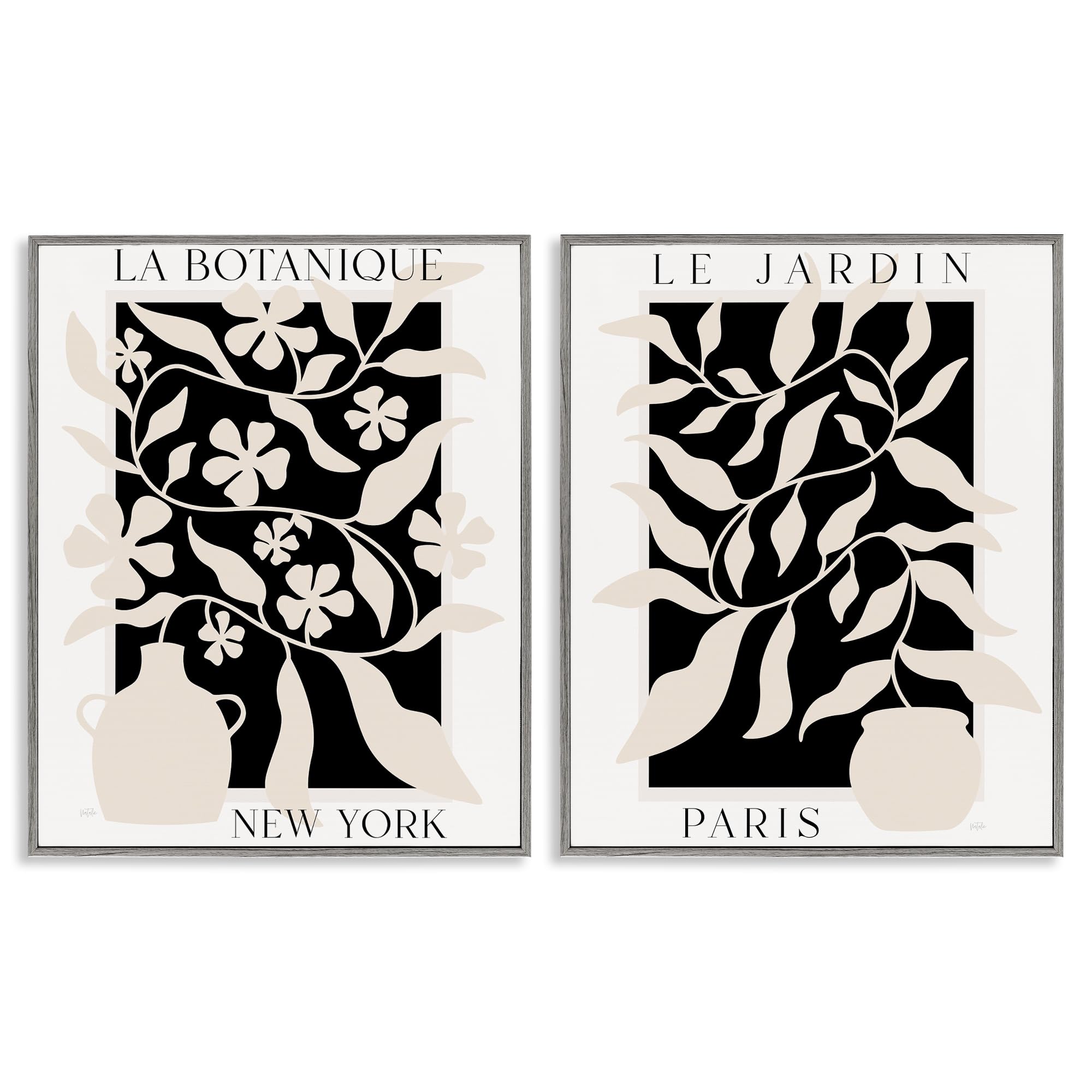 New York Paris Botanicals, 16 x 20 Inch Framed Giclée Print Set