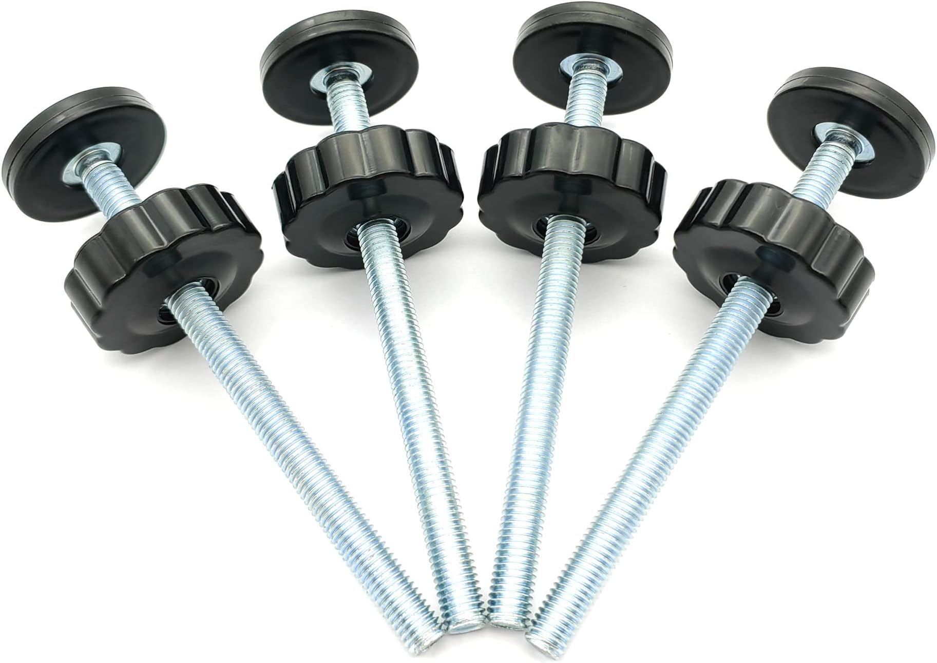 vmaisi 8mm Threaded Spindle Rod for Baby Gate Replacement Hardware Kit for Pet Dog Safety Gate - Extra Long Wall Mounting Accessories, Screws, Poles, Adapter Screws, Black 4-Pack
