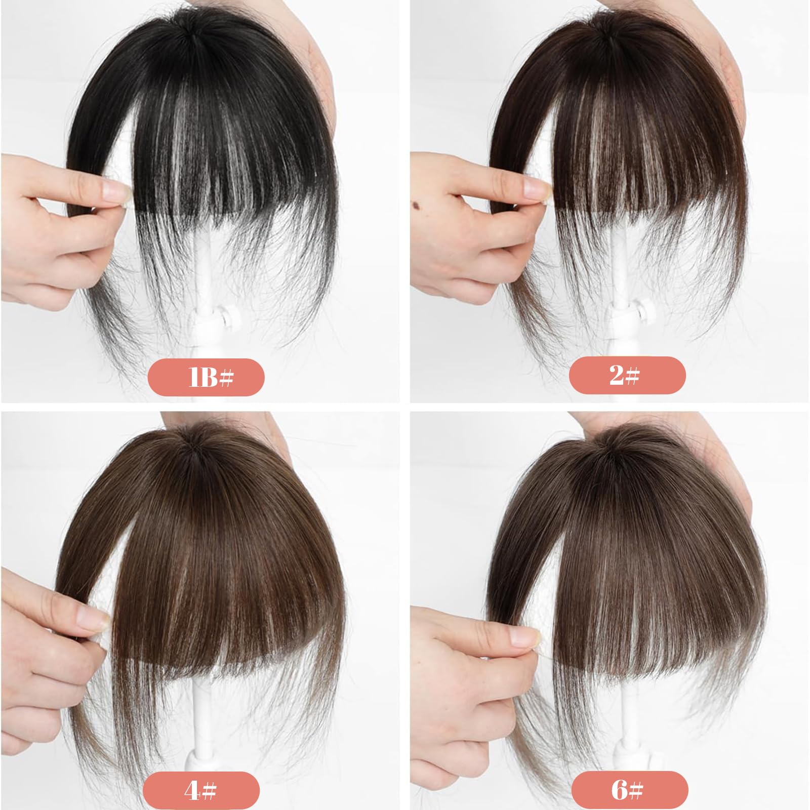 SEA SINGING Clip in Bangs Real Human Hair Extensions Air Bangs Hairpiecesfor Thinning Hair Women Real Hair 360°Clip on Bangs for Daily Wear Medium Brown - Image 3