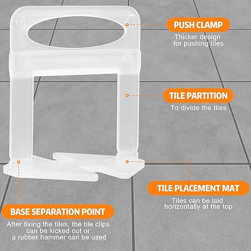 Miniatura 10 de DGSL Clips para sistema de nivelación de azulejos, 500 piezas de espaciadores niveladores de azulejos, sistema de nivelación de azulejos