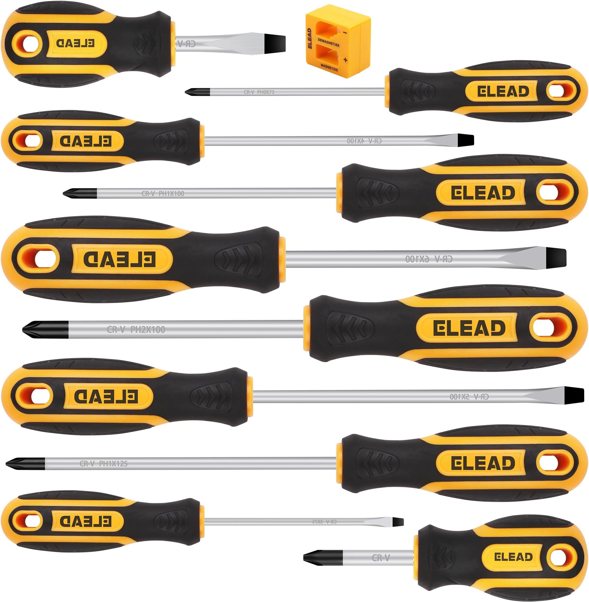 11-piece Screwdriver Set 5 Phillips and 5 Slotted Tips magnetic screwdriver set screw driver work on small screws as well as large. Magnetizer Demagnetizer for Screwdriver Tips Bits and Small Tools