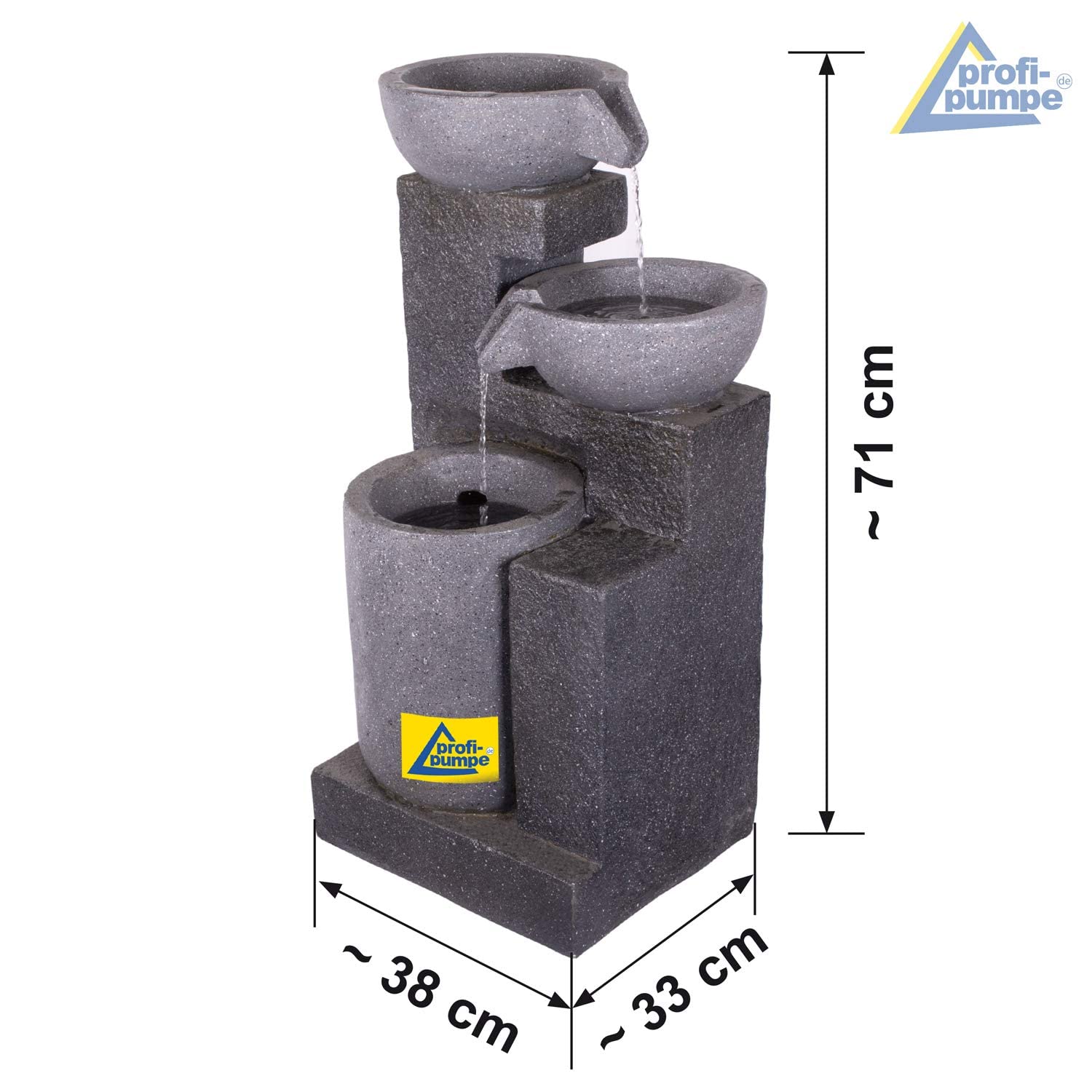 Fontana da giardino, fontana decorativa, fontana da interno, fontana, cascata, giochi d'acqua per giardino, laghetto da giardino (230V - fontana da giardino GRANITE CASKADE con luce LED)