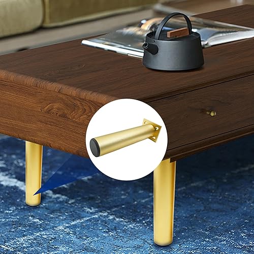 Miniatura 6 de Juego de 4 patas de muebles de aleación de aluminio de 8 pulgadas de altura, patas ajustables de 1.5 pulgadas de diámetro, patas redondas de metal