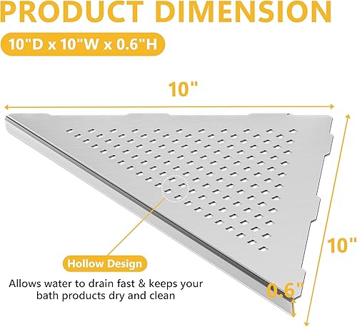 Miniatura 7 de Neodrain Juego de 2 estantes de pared de esquina cepillada de 12 pulgadas, estantes de esquina flotantes para pared, estantes de almacenamiento de