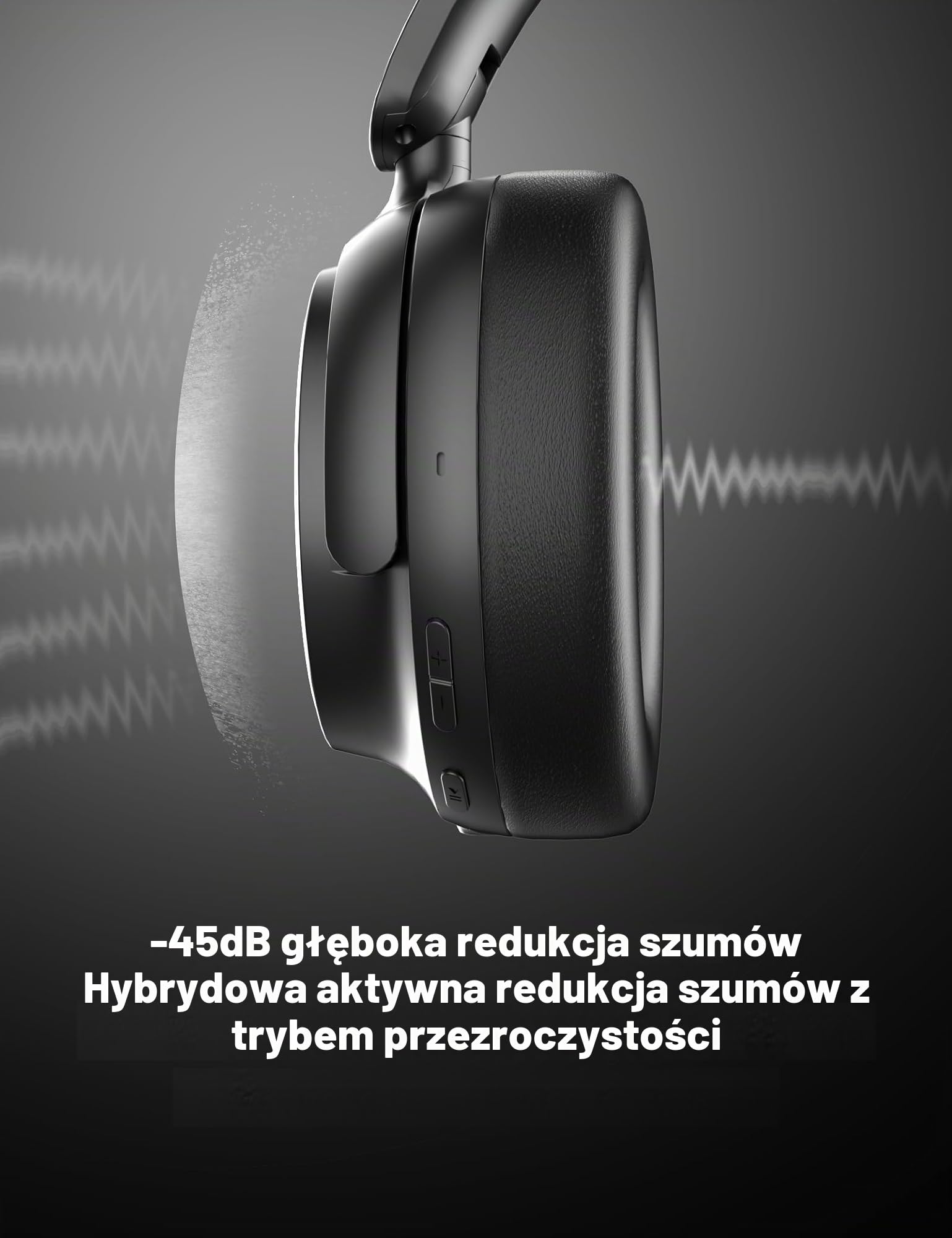 Słuchawki Bluetooth Over Ear, Hybrid Active Noise Cancelling, 20 godzin odtwarzania w trybie ANC, Hi-Res Audio głęboki bas, lekkie składane bezprzewodowe słuchawki z torbą do przenoszenia telefonów