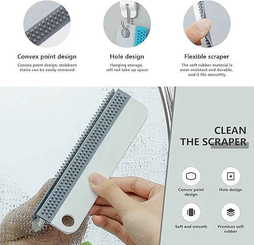 Miniatura 4 de Escobilla de ducha para puertas de vidrio 2 piezas de escobilla de goma para puerta de cristal de ducha, escobilla de goma para limpieza de