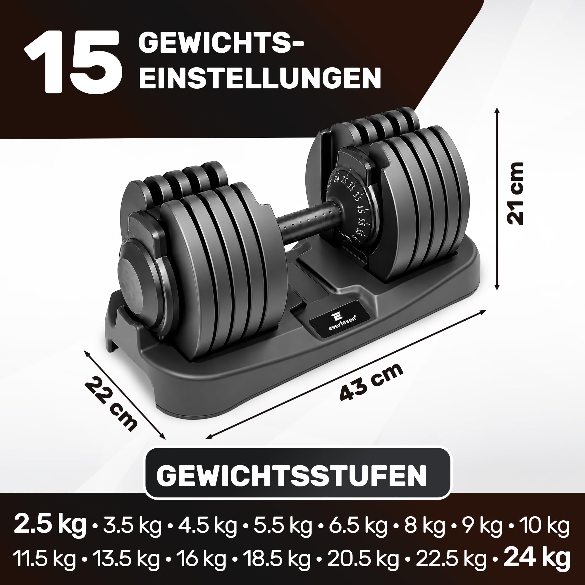 Verstellbare Kurzhantel Set | 12kg |18kg | 24kg | 40kg | 15 Gewichtseinstellungen | Einzelhantel | Verstellbare Kurzhantel | einstellbar und platzsparend [FIX LOCK] Gewichte für Homegym Krafttraining