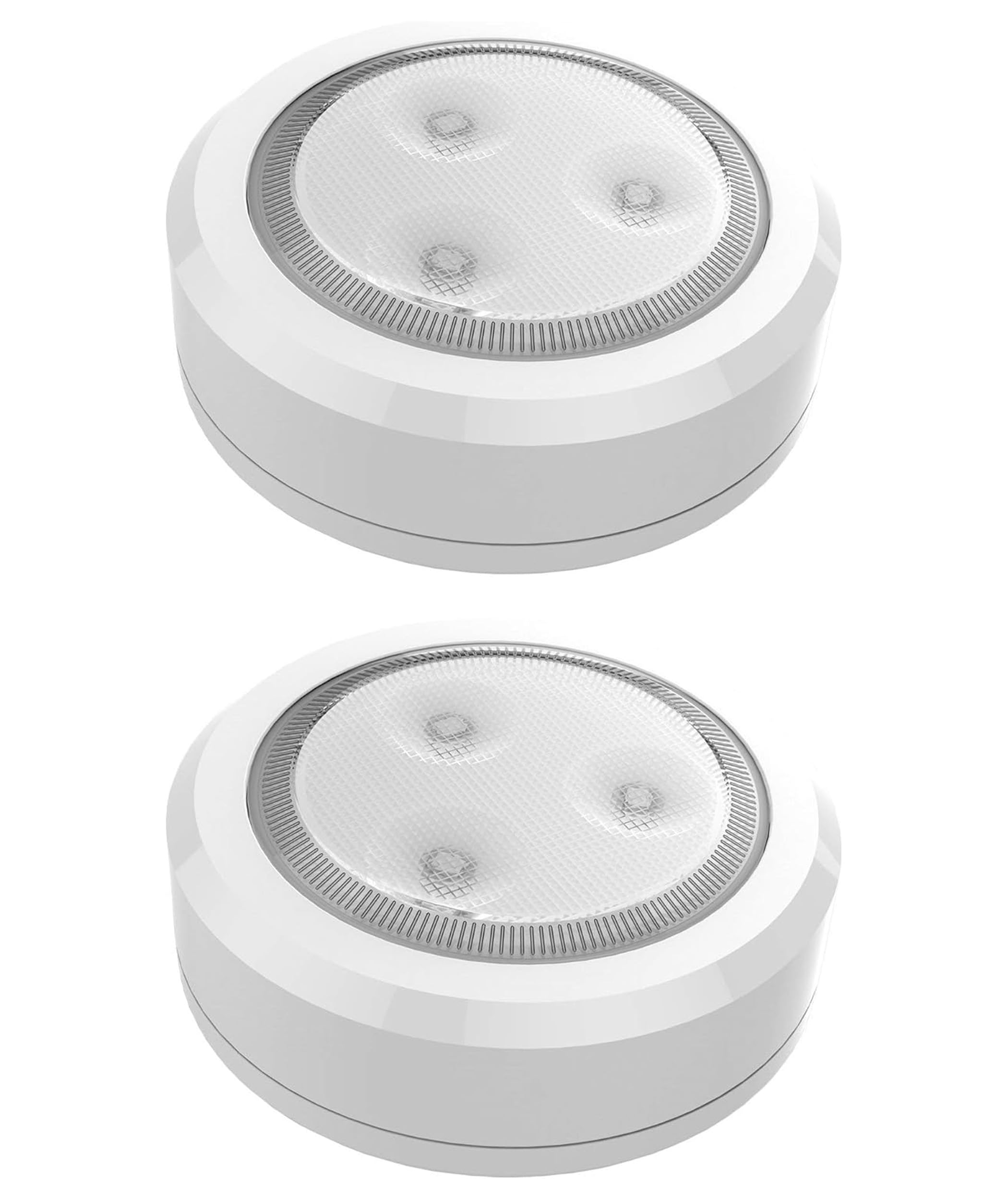 Brilliant Evolution Battery Powered LED Lights - Ultra Thin Wireless Puck Lights, Indoor Lamp for Stairs, Wardrobe, Kitchen & Cupboard - Stick-on Under Cabinet Lighting - 2 Pack