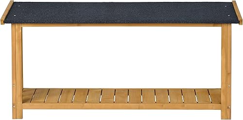 Miniatura 4 de Lifeand Casa de madera para perros de 47.2 pulgadas de largo, jaula para perros al aire libre e interior, estilo cabaña, con porche, 2 puertas,