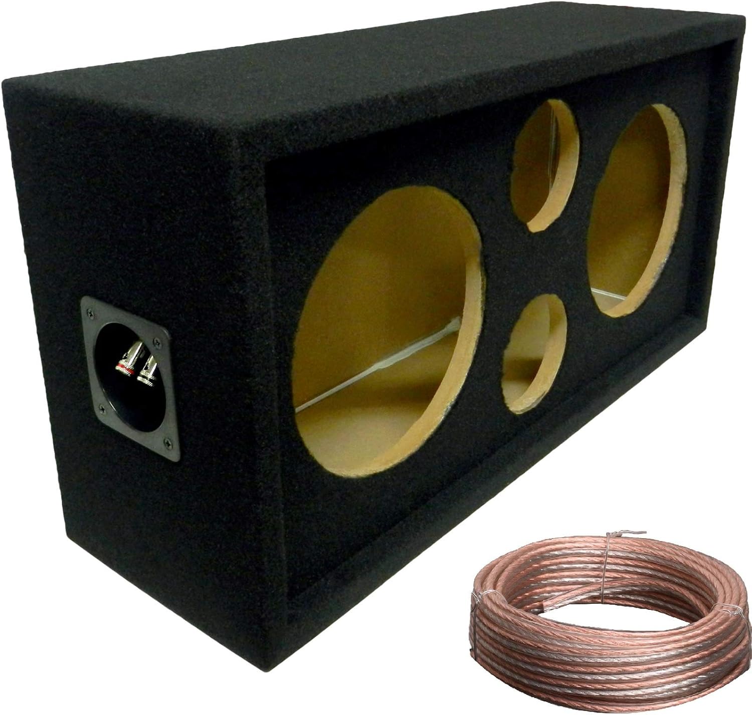 Bass Rockers DJ Speaker Box for The Car, Home, Events and Shows MDF Wood and Spring Terminals - Fits Two 8" Speakers and Two 3.75" Tweeters - with 25ft Speaker Wire