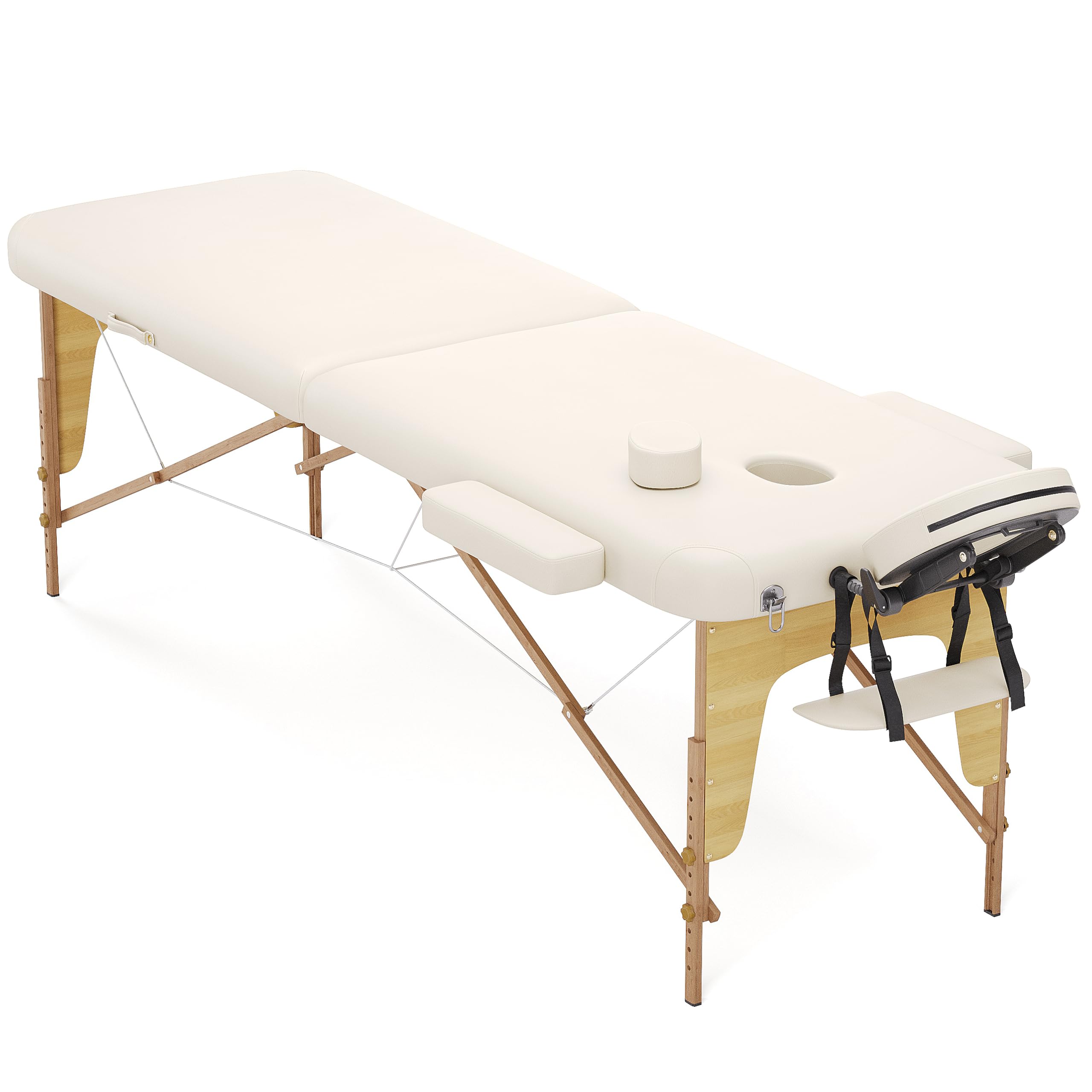 Beltom® Lettino per Massaggi 2 Zone in Legno + PORTAROTOLO + RICHIUDIBILE + Pannello Reiki + LETTINI da Massaggio Portatile - ESTETICA Fisioterapia FISIOTERAPISTA Tattoo Tatuaggi - Panna