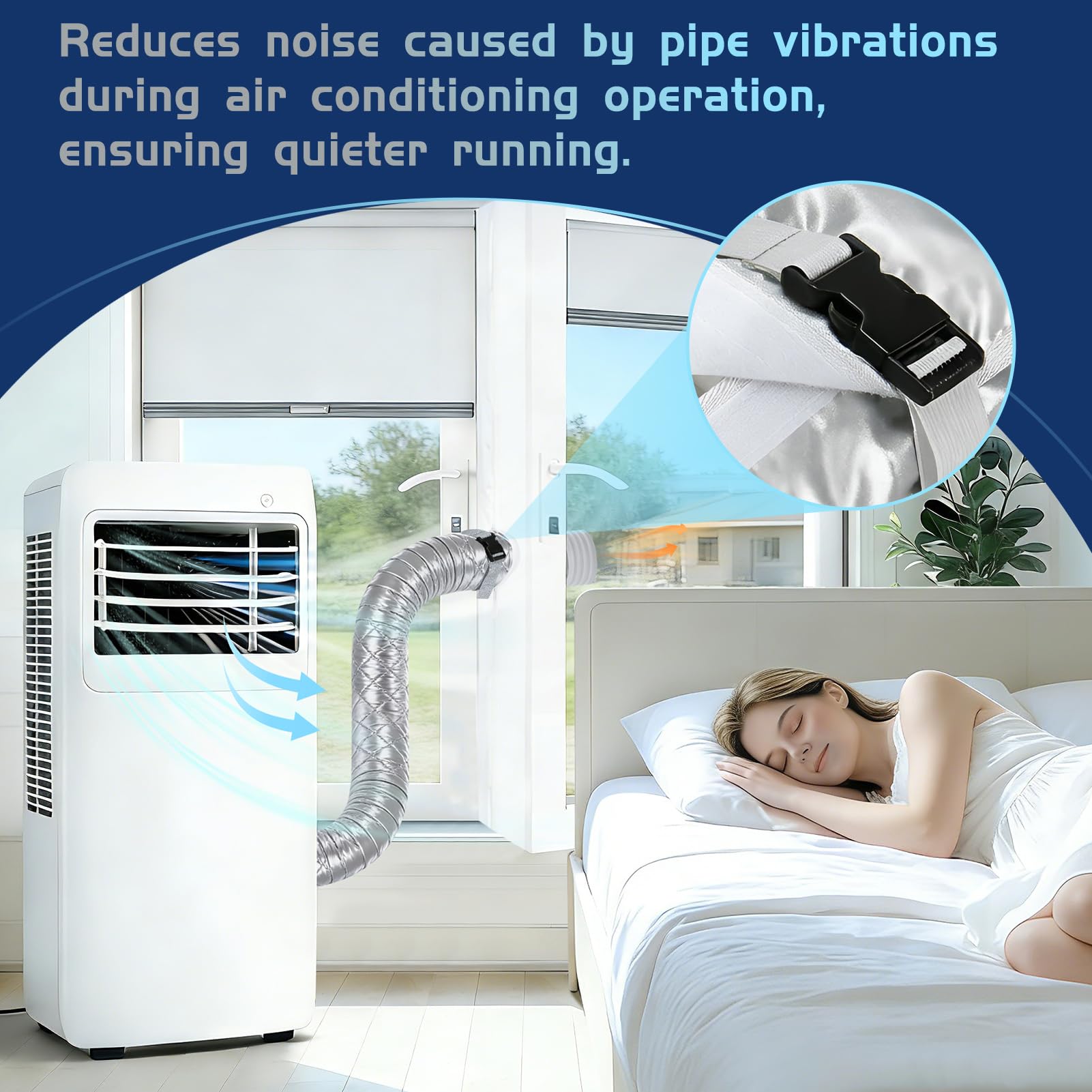 Gaine Isolante Pour Tuyau d'Évacuation d'Air De Climatiseur, 150 × 58 Cm, Avec Protection Anti-Uv, Housse Pour Climatiseurs Portables Adaptée à Des Bouches d'Aération De 5 à 5,9 Pouces De Diamètre (1)