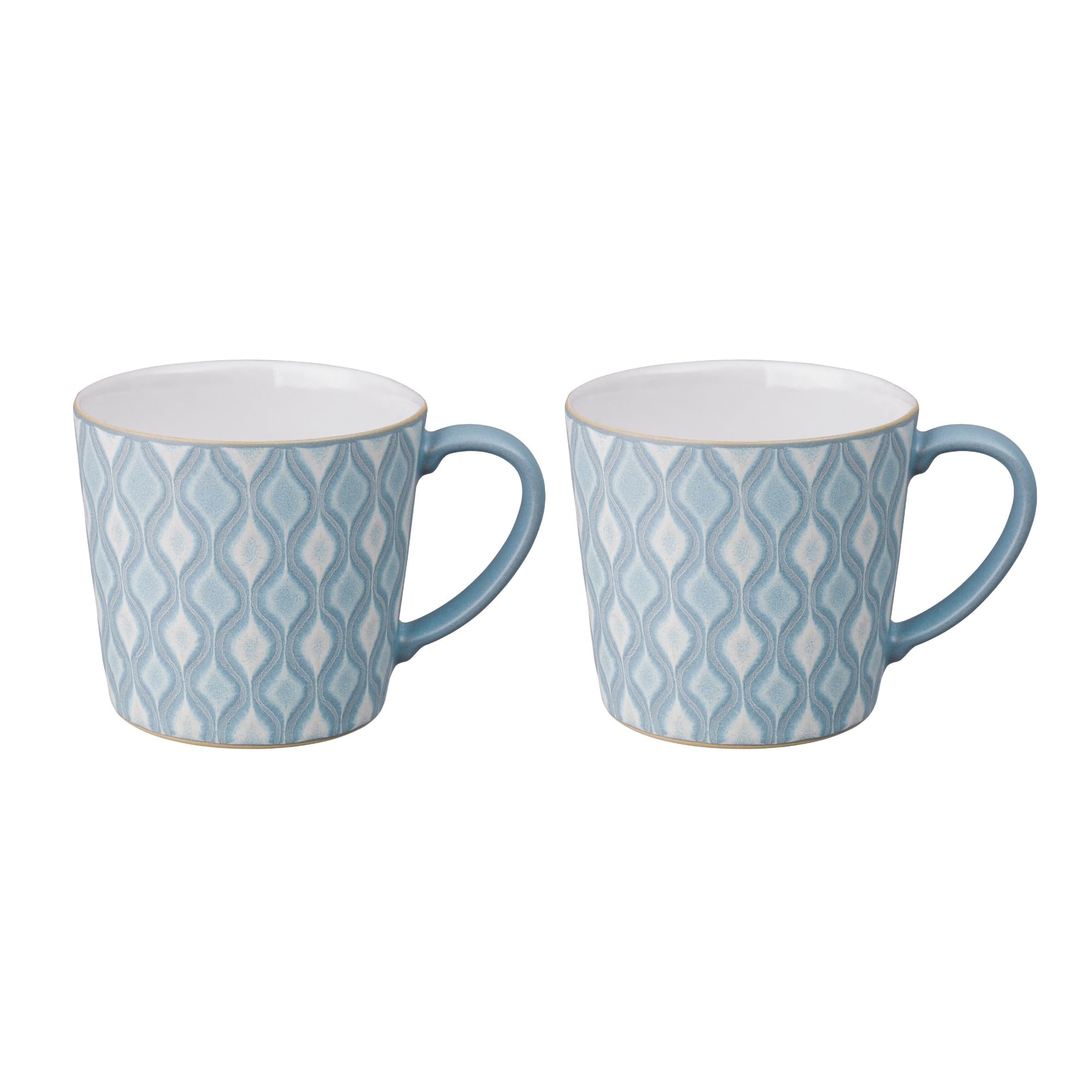 Denby - Impression Blue Large Coffee Mug Set of 2-400ml Stoneware Ceramic Tea Mug Set - Dishwasher Safe, Microwave Safe
