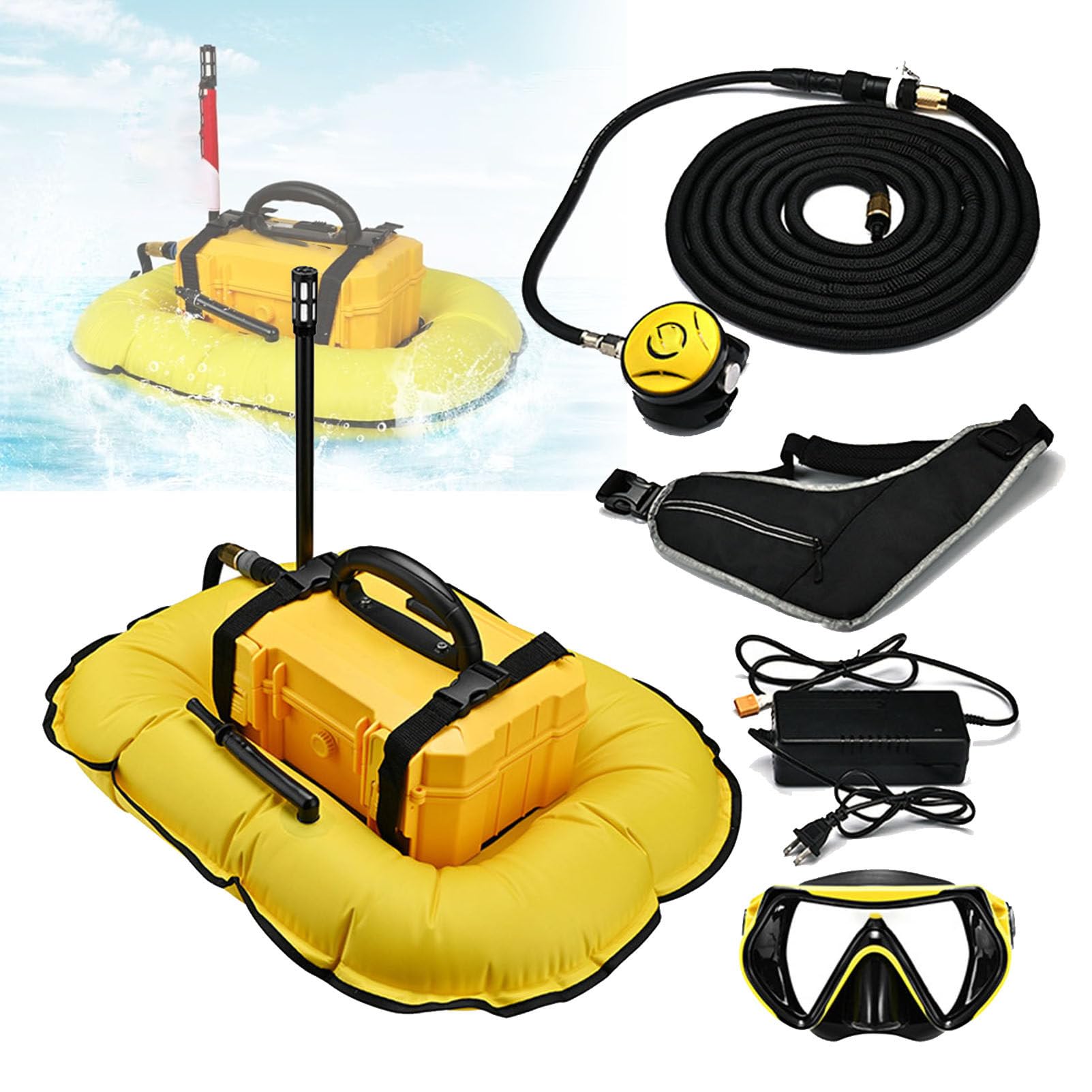 Ventilador de buceo portátil, refrigeración por agua de circulación inalámbrica, ventilador de buceo recargable, profundidad máxima 10/15 m, uso bajo el agua