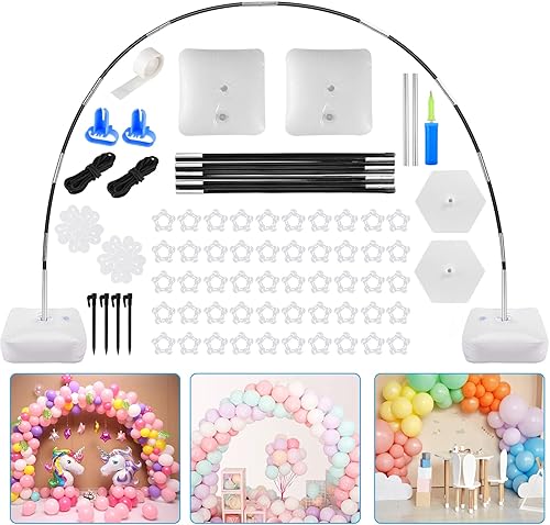 MoKo Kit de arco de mini globos soporte de arco de globos ajustable con marco de columna de globos con bolsas rellenables de agua suministro de