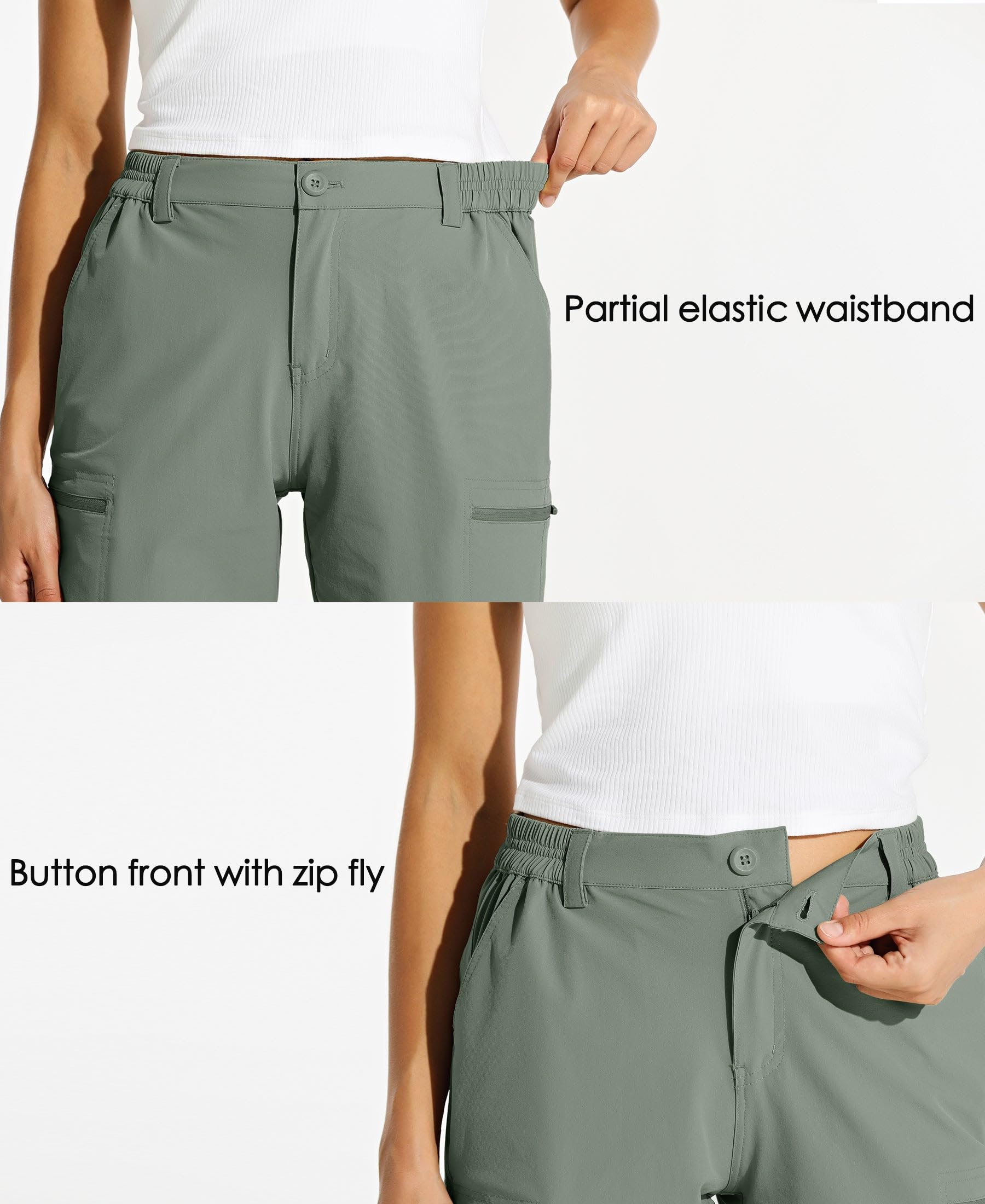 WILLIT Pantaloncini cargo da donna da 10", elasticizzati, da golf, attivi, lunghi e ad asciugatura rapida, estivi, da viaggio