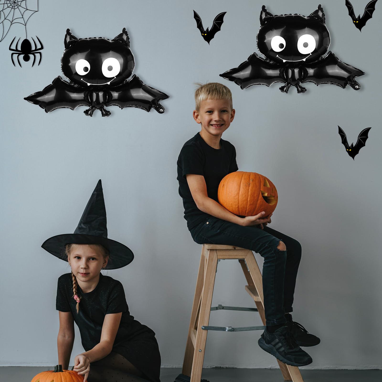 Lot De 4 Ballons Aluminium Chauve-souris Halloween - 60x72 Cm, Réutilisables, Décoration Fête