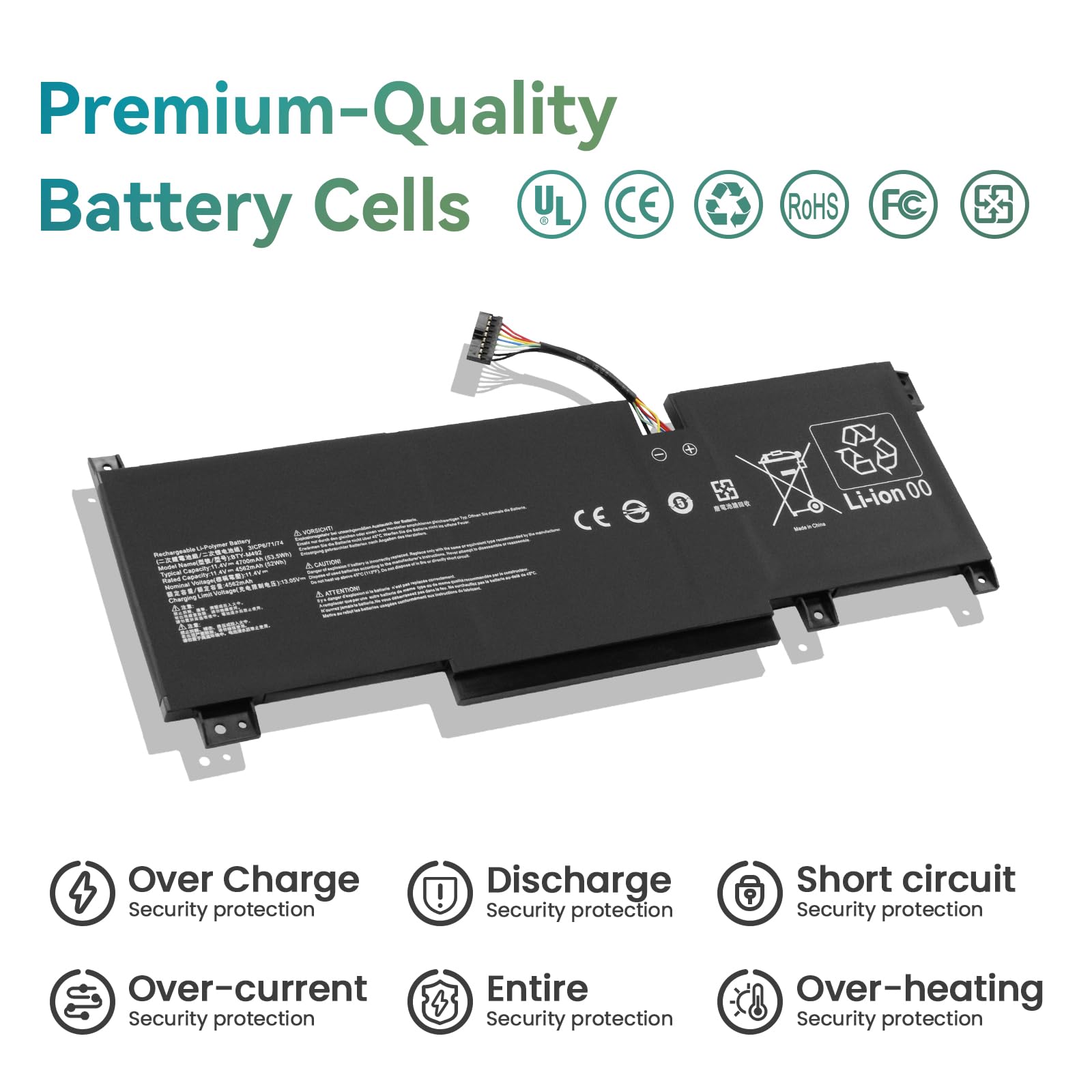 BTY-M492 Batteria per MSI Katana GF66 GF76 11UC/11UD/11UE/11UG/11SC/12UD/12UDO/12UE/12UEO/12UEK/12UG/12UGS/12UX Pulse GL66 GL76 11UDK 11UEK 11UCK Crosshair 15 17 A11UCK A11UDK A11UEK Bravo 15 B5DD