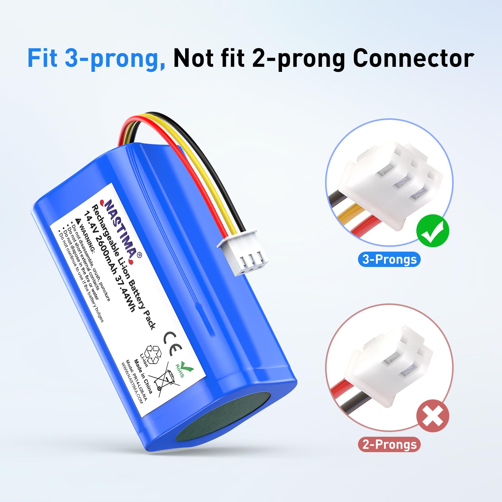 NASTIMA Zastępcza bateria 14,4 V 2600 mAh do Proscenic 800T 820T 820S, bateria litowo-jonowa do serii odkurzaczy PR-800T PR-820T