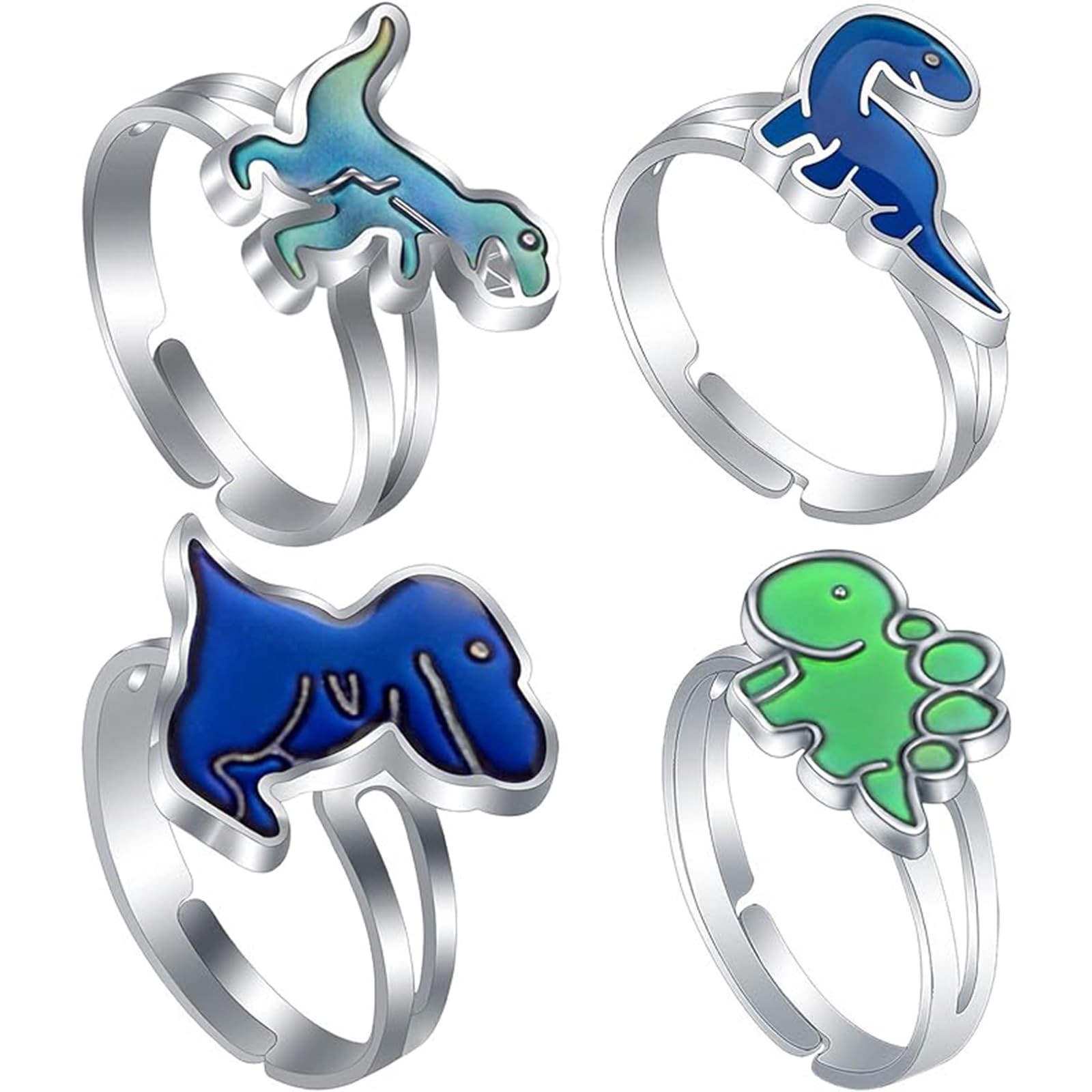 CtiUjdx 4 Pcs Mood Ring, Dinosaur Color Changing Jewelry Set