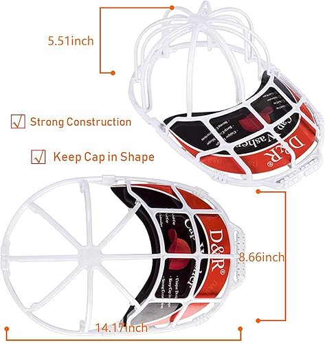 Miniatura 3 de Der Rose Paquete de 2 arandelas de gorras de béisbol para lavadora, jaula de marco de arandela de gorras, protector de sombrero para gorras de