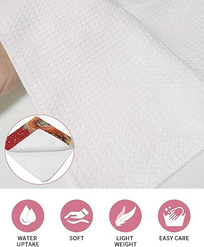 Miniatura 5 de Kitchen Towel 2 Packs Cotton Waffle Weave, Merry Christmas Cute Squirrel 16 x 24 Inch Absorbent Quick Drying Dish Towels Clothes for Kitchen Living