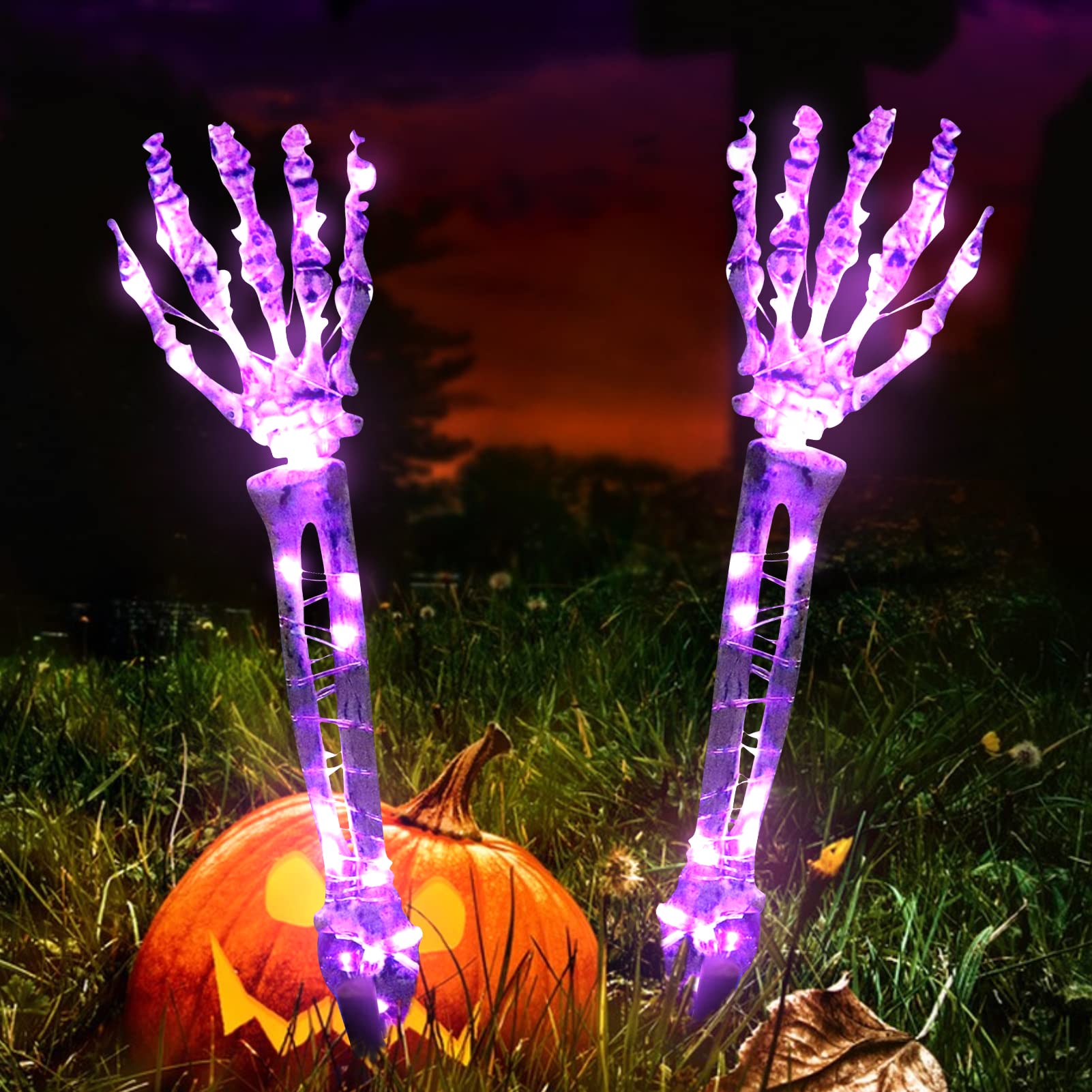 Halloween Skelett Deko Set Mit Totenkopf Und Leuchtenden Händen - Gruselig Realistisch Für Garten & Party