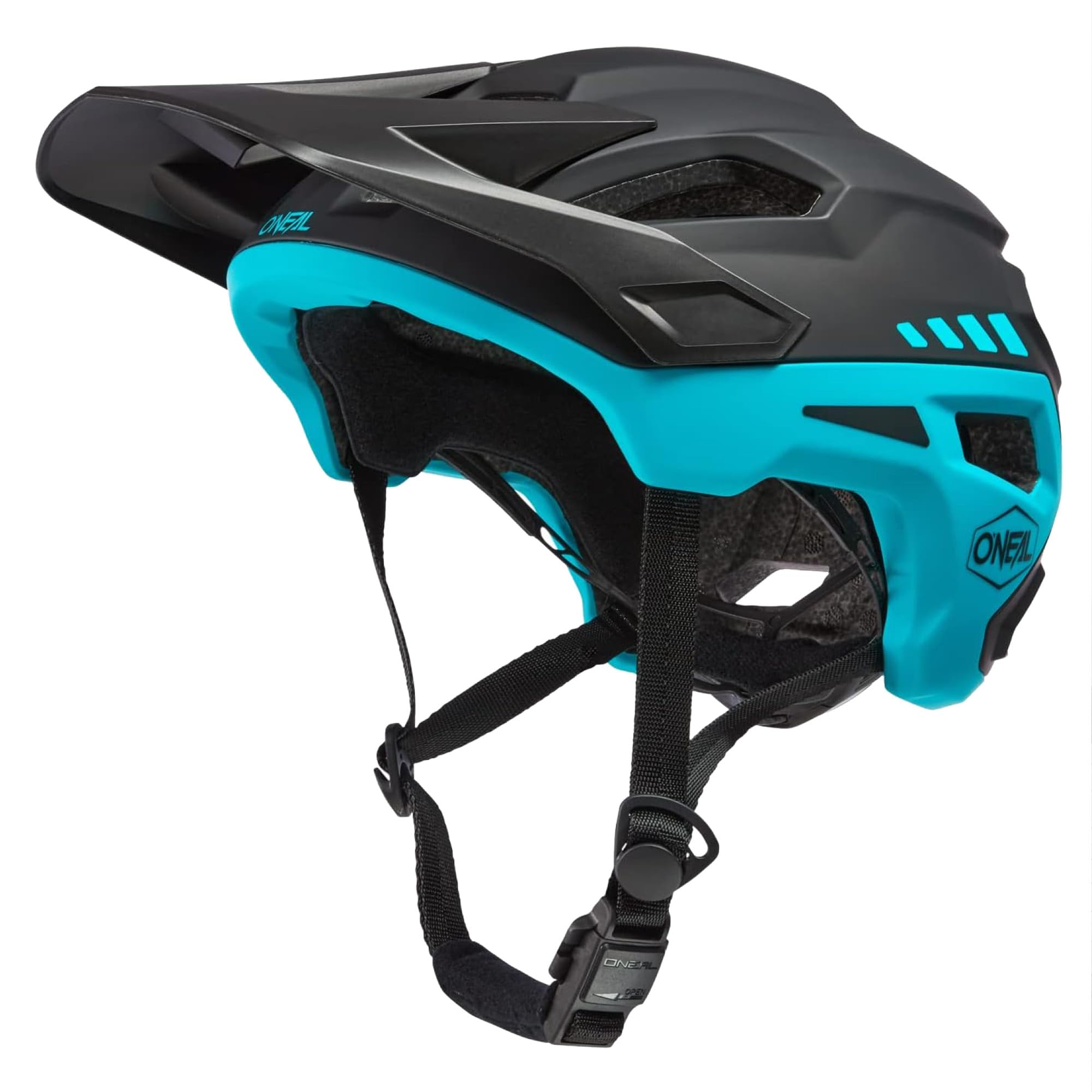 O'NEAL Bike Helmet I Dynamic Mountain Bike Helmet with optimal Ventilation Holes I Safety Standard EN1078 I Trailfinder Helmet Split V.20 I MTB Helmet | Black/Turquoise | Size L/XL