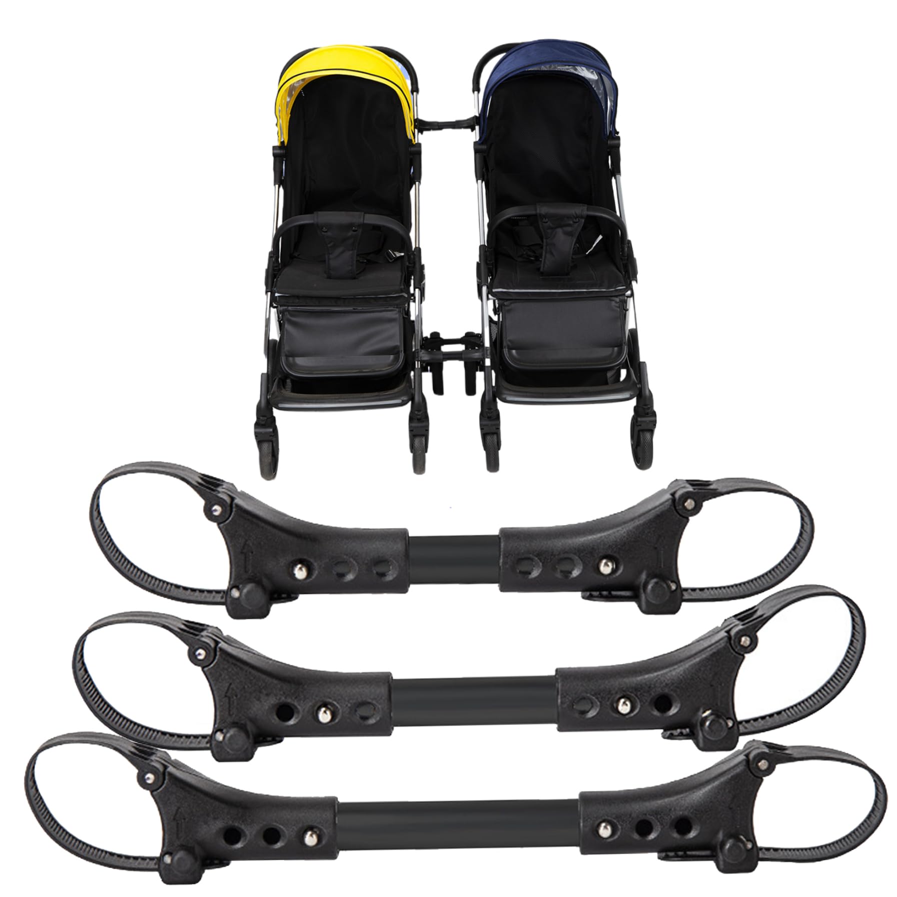 Connecteur de poussette, 3 PCS Connecteurs de poussette pour bébé, connecteurs à double poussette, attaches d'adaptateur Pram, connecteurs de poussière de charrette pour bébé, Connecteurs à double po