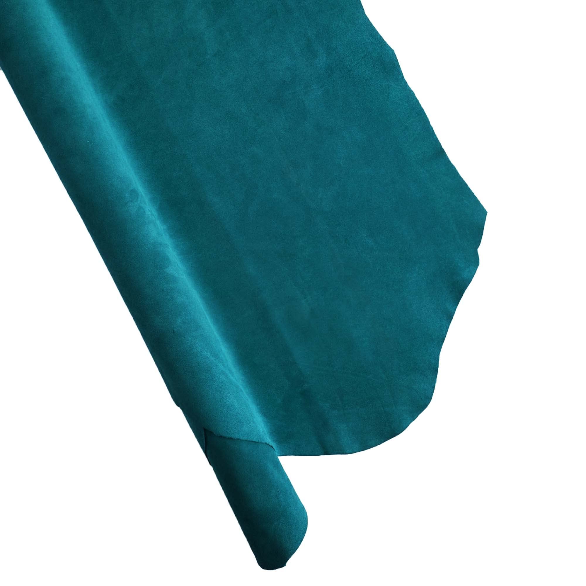 European Leather Works ELW Chap Splits Suede 4-5 oz (1.6-2mm) Teal, Pre-Cut Piece 1-3 SQ FT - Split AB Grade Cowhide - Perfect for Auto, Garments, Chaps, Bags, Vest, Aprons, Saddles, Moccasins