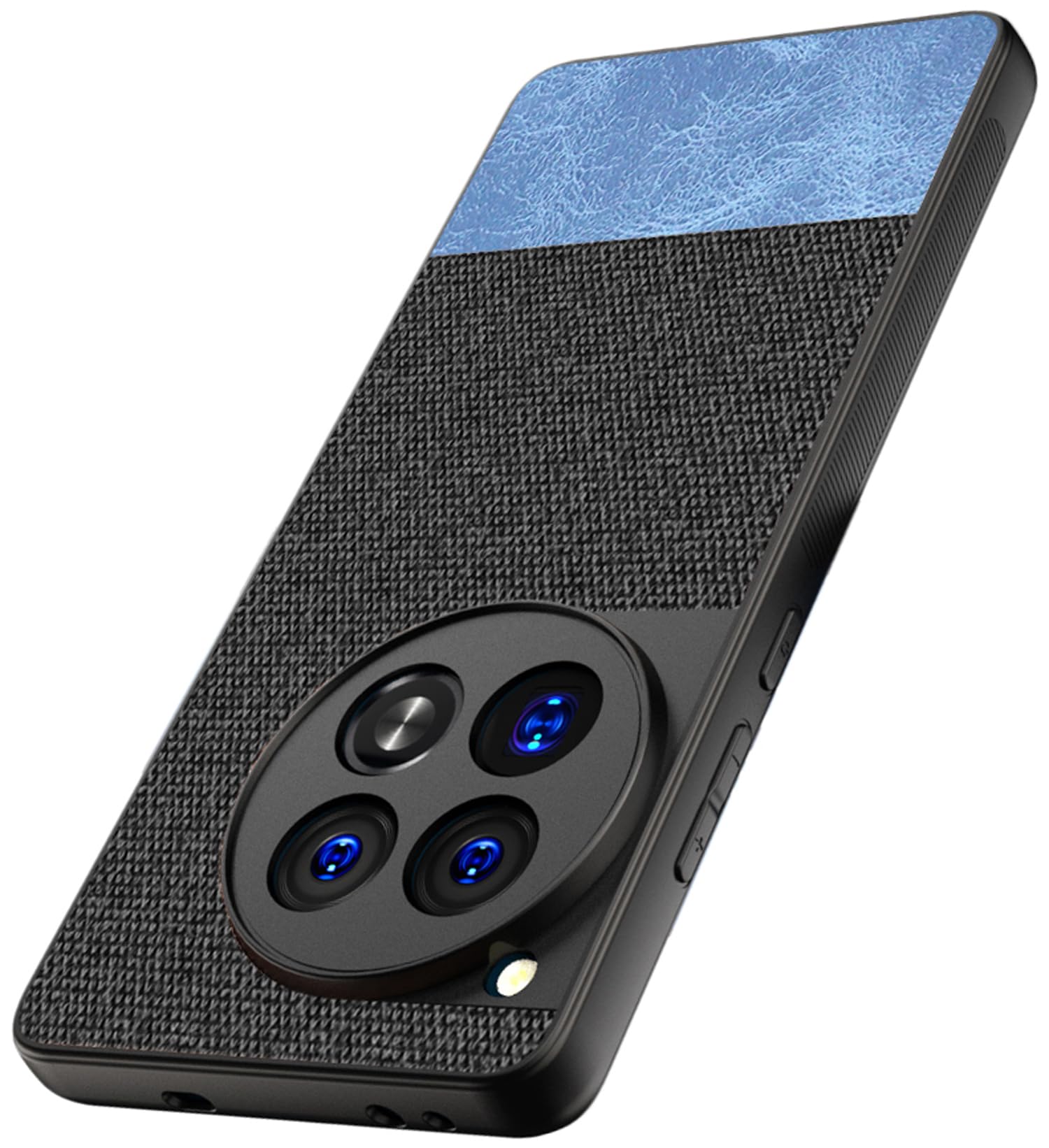 Kapa Soft Fabric & Leather Hybrid Protective Back Cover for OnePlus 12 | Shockproof Slim Hard Anti Slip Back Case (Black, Blue) (B0CV5DPQW2) Amazon Price History, Amazon Price Tracker