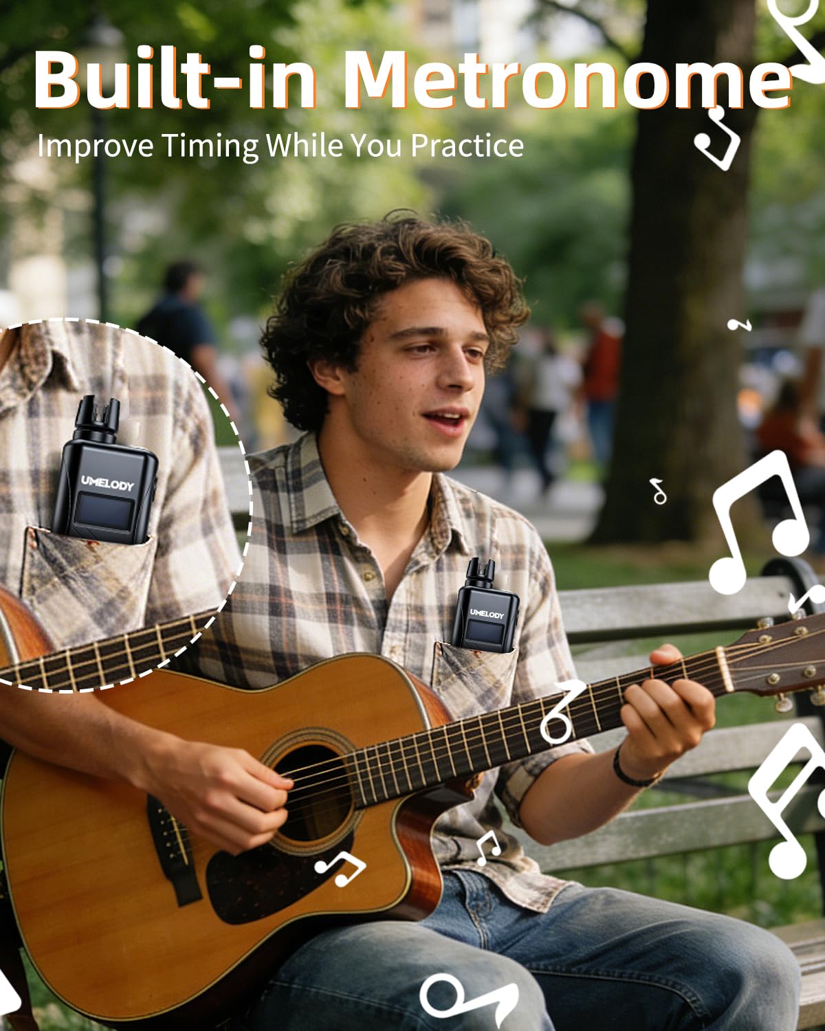 Afinador automático de guitarra 3 en 1 con metrónomo y bobinador de cuerdas, herramienta digital inteligente de afinación cromática para guitarra acústica y eléctrica, afinador de ukelele para