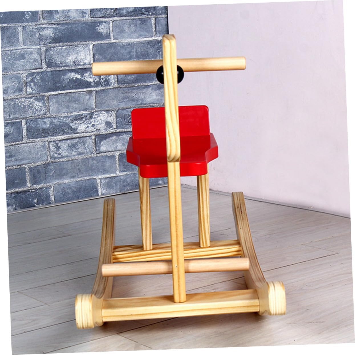 Wooden Rocking Horse Chair with Comfortable Cushion Easy to Assemble Rocking for Safe and Sturdy Little Rocker Seat for Boys