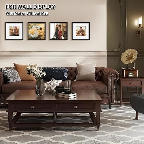 Vista 154 de KINLINK Juego de 4 portarretratos de 12 x 12 pulgadas, cuadrados de madera mate de 8 x 8 pulgadas con plexiglás para 8 x 8 pulgadas con paspartú