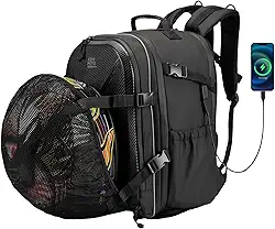 KEMIMOTO Mochila para capacete de motocicleta, 40 L, grande capacidade, capa rígida com armazenamento expansível e capa de chuva, porta de carregamento USB, à prova d'água