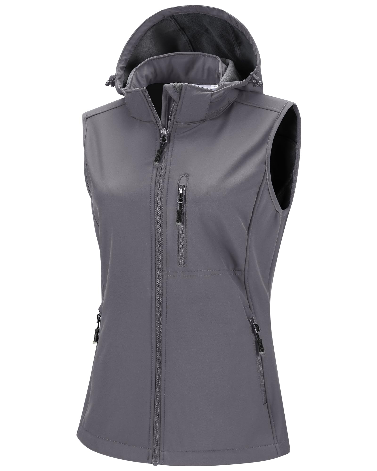 33,000ft Veste softshell légère à capuche pour femme avec doublure en polaire coupe-vent et fermeture éclair pour randonnée, golf, course à pied