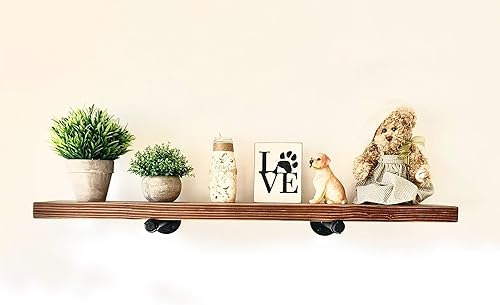 Miniatura 4 de Estantes flotantes industriales de pared, estantes flotantes de madera montados en la pared, estantes colgantes, estantes flotantes rústicos, con