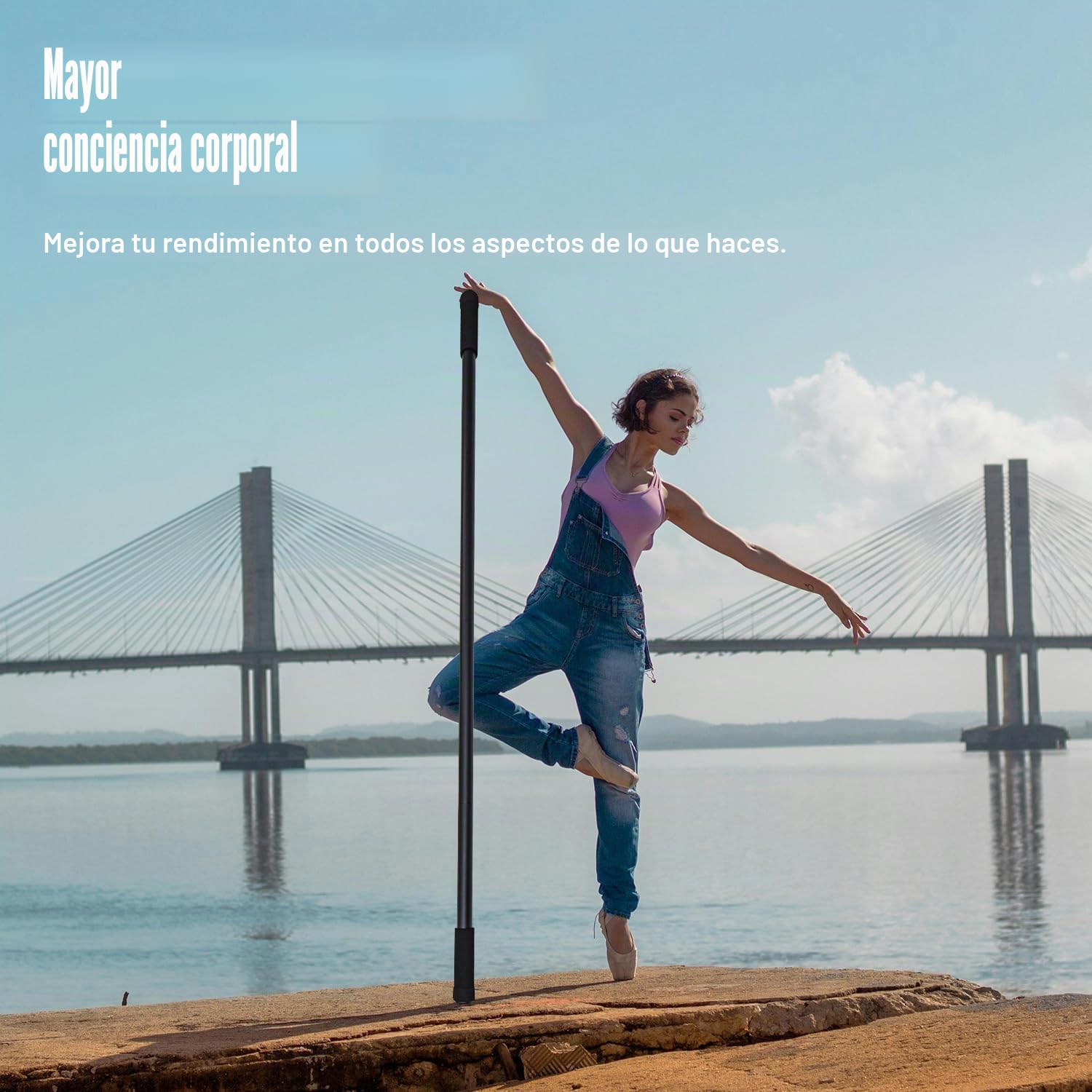 Gosknor Palo de Yoga, Palo de Estiramiento de Yoga Ajustable de 1,52m Palo de Movilidad de Acero Inoxidable para Estiramiento Palo de Ejercicio Multifuncional para Fitness, Equilibrio, Estiramiento