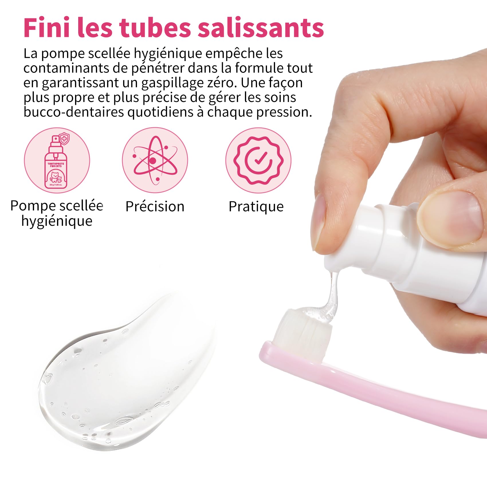 Dentifrice Enzymatique pour Chats - Kit Dentaire avec Brosse, Gel sans Parfum Contre la Plaque et Mauvaise Haleine, Prévient Le Tartre - 30g