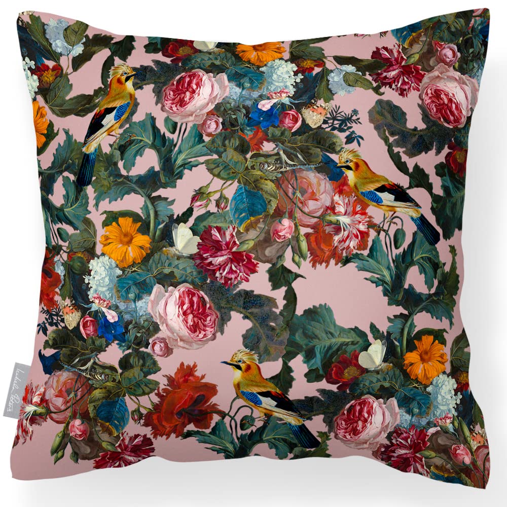 Izabela Peters Rosewater Outdoor Cushions Waterproof, 42 X 42 Cm, Filled Outdoor Cushion, Birds In Paradise - Garden Furniture Cushions
