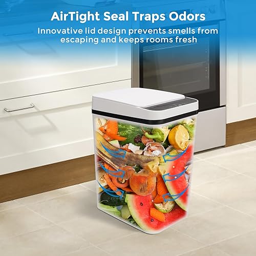 Miniatura 3 de XJISUYD Paquete de 2 cubos de basura automáticos para baño con tapa y 40 bolsas de basura, cubo de basura de baño sin contacto, cubo de basura