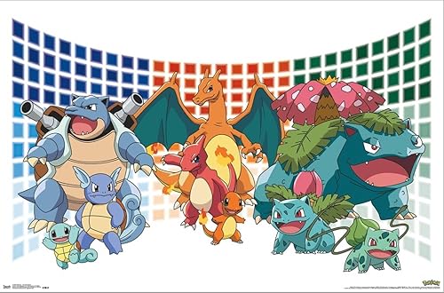 Miniatura 2 de Trends International Pokémon - Póster de pared Trio Evolutions, 14.72 x 22.37 pulgadas, lienzo estirado