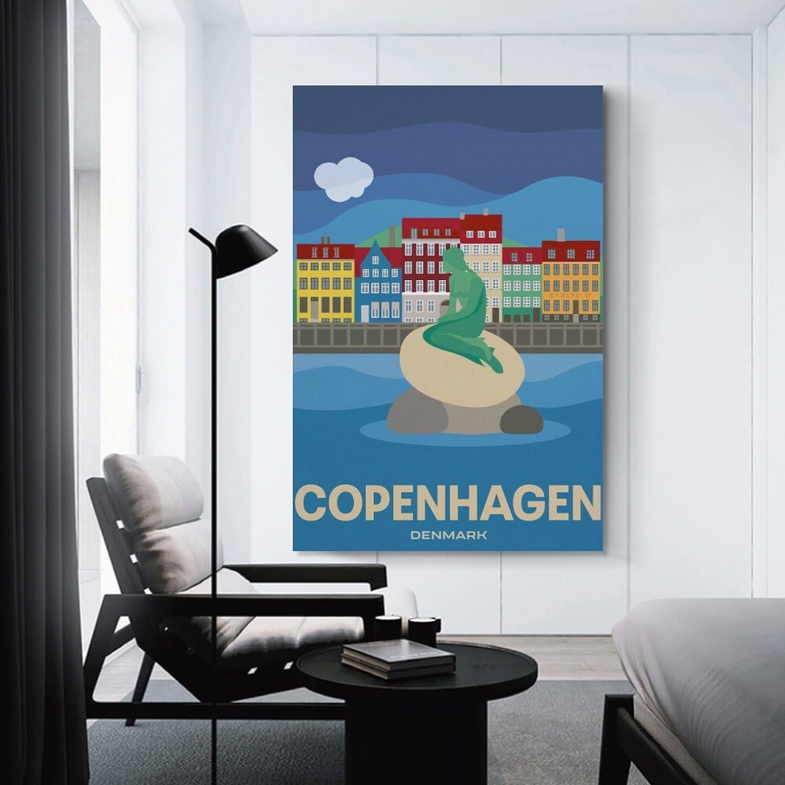 Junmoney Copenhagen, Denmark Travel Decorative Wall Artwork, 20x30inch(50x75cm), for Work Areas, Reading Rooms Or Studios, Wall Art That Adds Style to Work Areas
