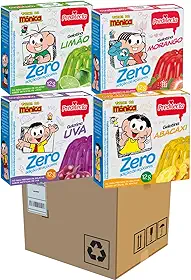 Caixa fechada 36 Gelatina Em Pó Zero Açucar Com 9 Sabores de Cada, Uva, Limão, Abacaxi e Morango 12g