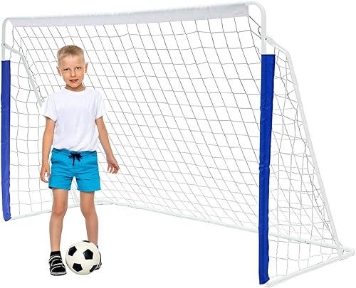 MIUDGIG - Portería de fútbol de 8 x 5 pies, portería de fútbol para patio trasero con red para todo tipo de clima, portería de fútbol al aire libre