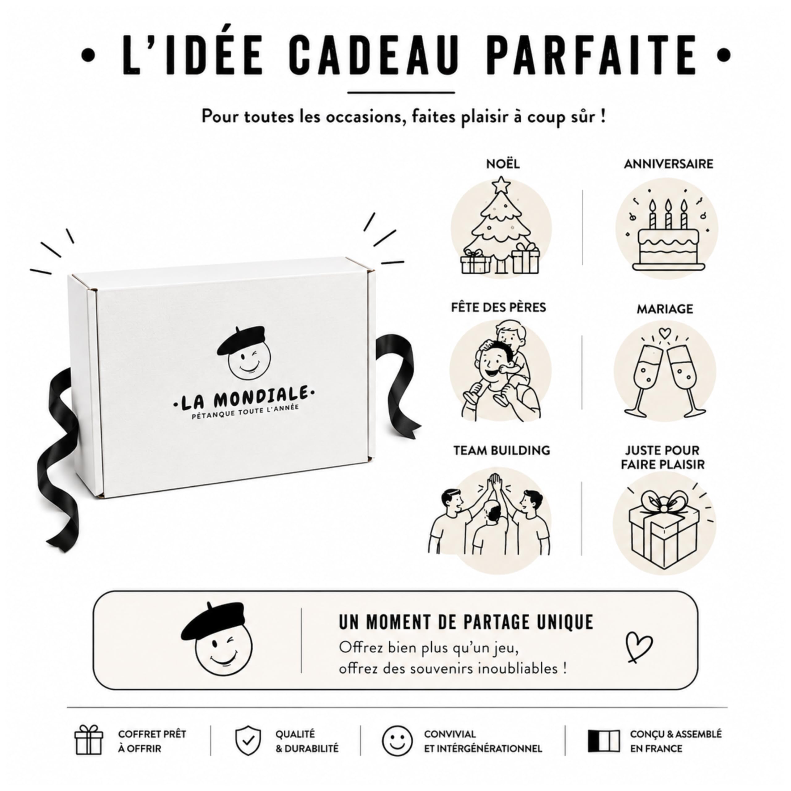 La Mondiale - Jeu de pétanque Intérieur – Kit 6 Boules + cochonnet – pour Enfant & Adulte – Utilisable sur Toutes Surfaces – Idée Cadeau Fun