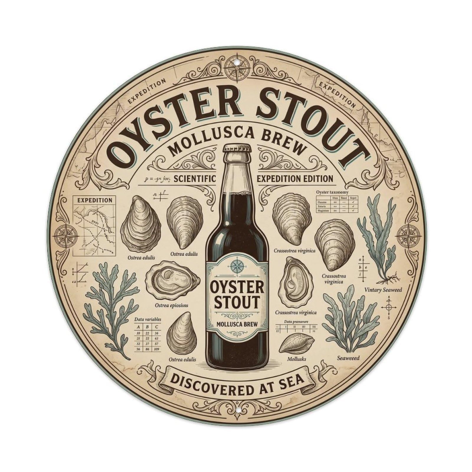 Vintage Oyster Stout Beer Cellar Brew Wild Ferment Metal Tin Sign